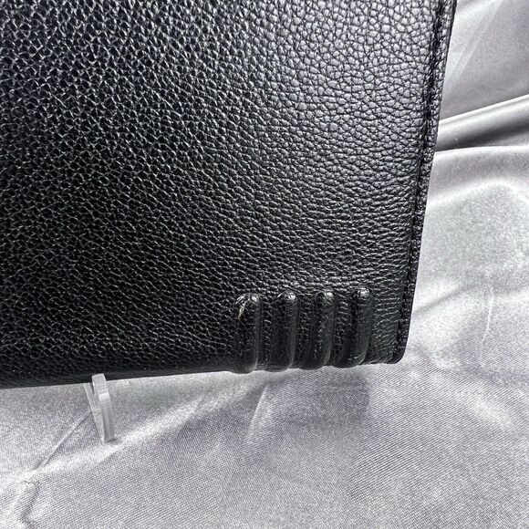 J. Estina Zip Aound Wallet Black Rainbow Accordion 12 Card Slots Pebbled Leather - Picture 6 of 17